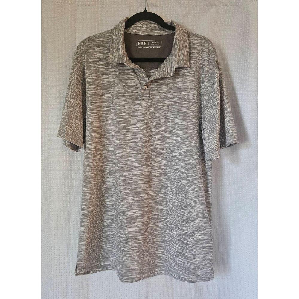 BKE Polo Shirt Mens Size XL Heather Grey Performance Moisture Wicking Activewear